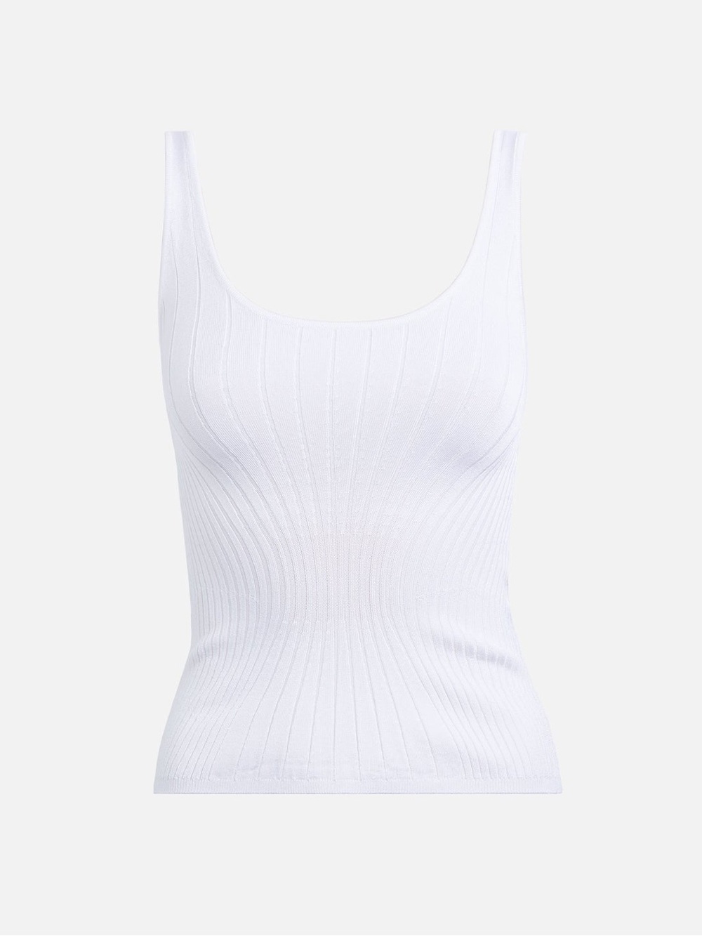 Mugler White Ribbed Scoop Tank